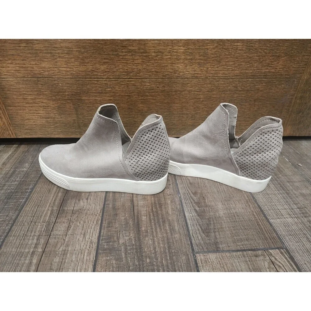 STEVE MADDEN Grey SUEDE  HIGH TOP WEDGE SLIP ON SNEAKERS WOMEN'S 5.5M